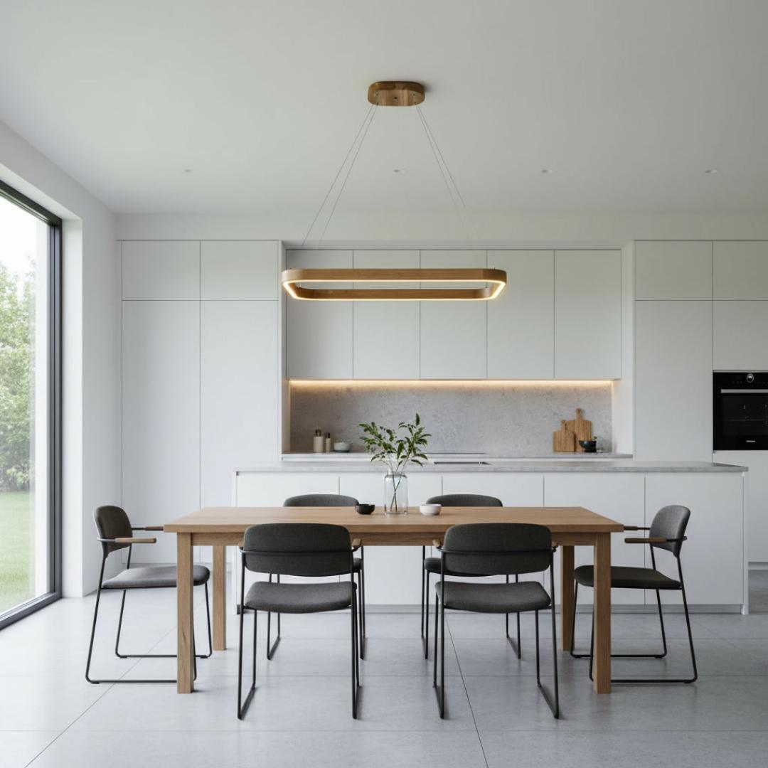 Solid Oak Pendant Light "Ellipse"