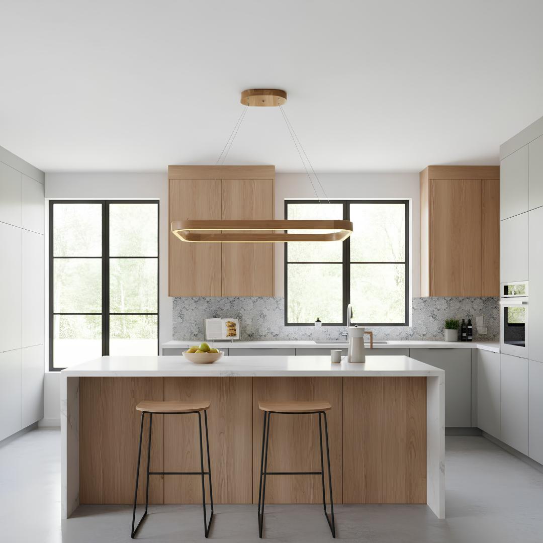 Solid Oak Pendant Light "Ellipse"