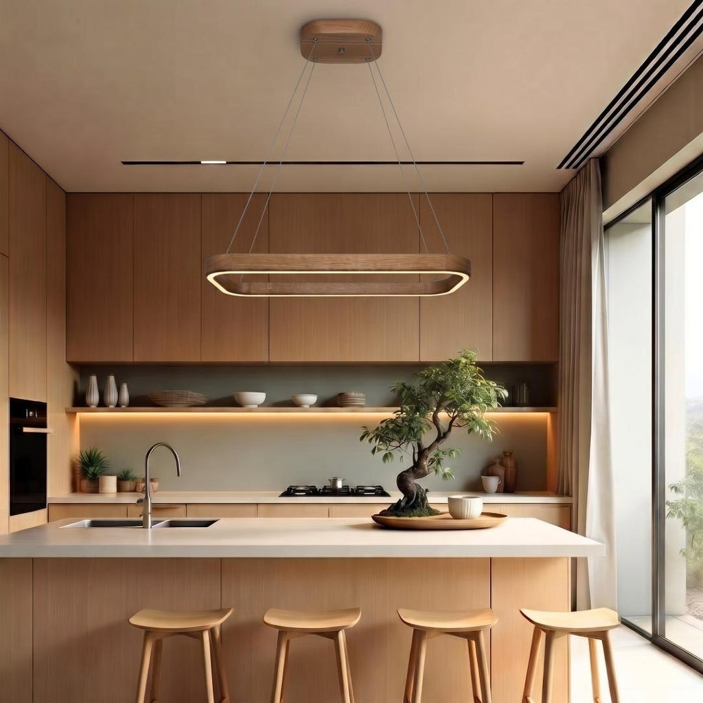 Solid Oak Pendant Light "Ellipse"