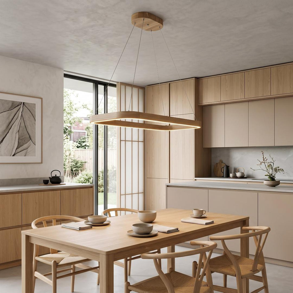 Solid Oak Pendant Light "Ellipse"