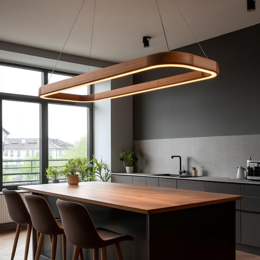 Solid Oak Pendant Light "Ellipse"