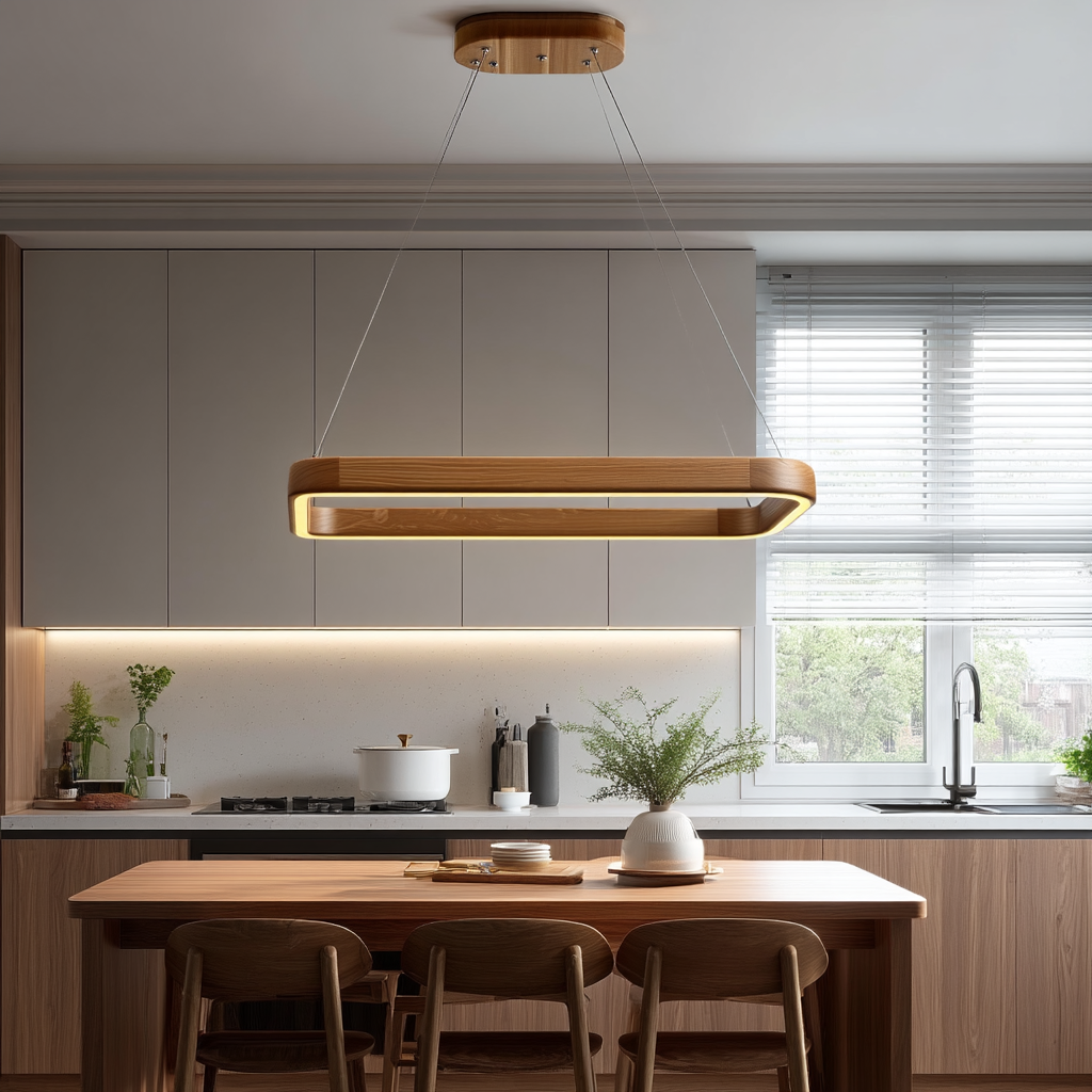 Solid Oak Pendant Light "Ellipse"