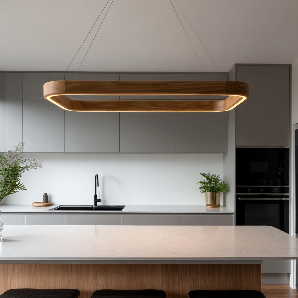 Solid Oak Pendant Light "Ellipse"